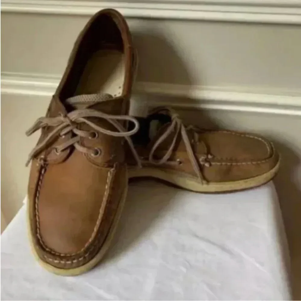 Sperry Men's Tan Billfish 3-Eye Leather Boat Shoe Size 9
